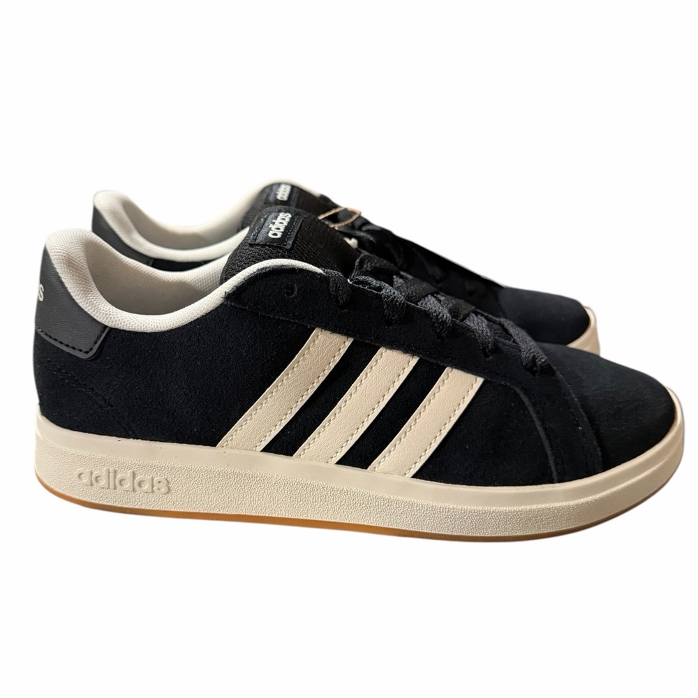 Adidas‎ Grand Court 00s K Black White Suede Sneakers Kids 4.5 NEW